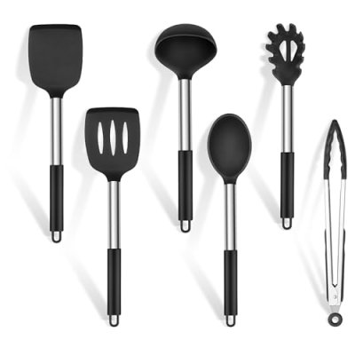 Homikit Black Kitchen Utensil Set, 6Pcs Silicone…