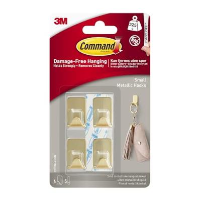 Command Small Metallic Hook with Adhesive Strips