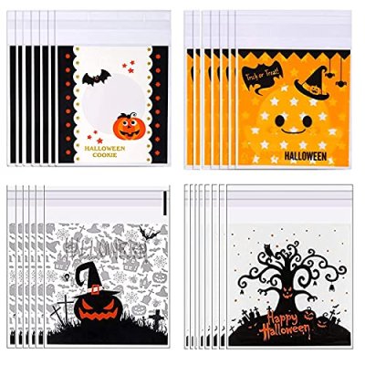 Momoco 200 Pcs Halloween Candy Bags, 4x4 Inch…