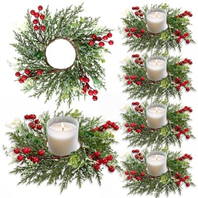 Somyting Christmas Candle Rings, Set of 8