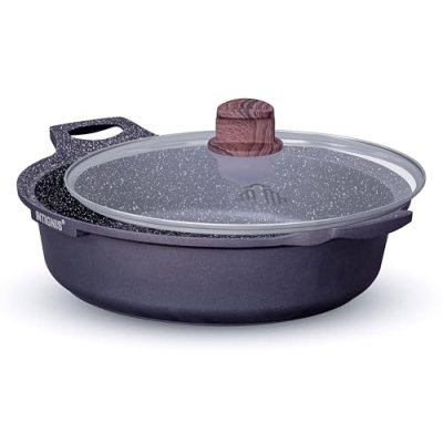 Non-Stick Shallow Casserole Dish with Glass Lid –…