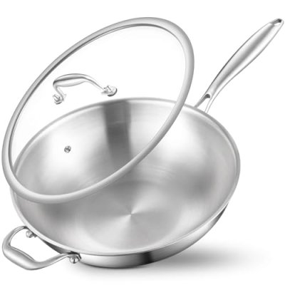 Nontoxicook Tri-Ply Stainless Steel Wok Pan, 30cm…