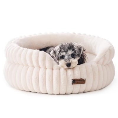 MEWOOFUN Donut Dog Bed Medium, Calming Bed for…