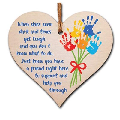 Wooden Heart Plaque - Friendship Message