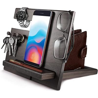 Wooden Bedside Organiser with Phone Dock