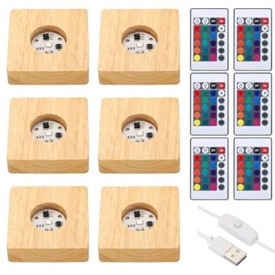 PATIKIL Wooden Light Stand Base with LED Lights
