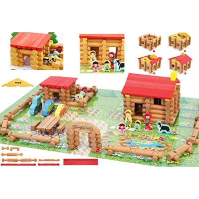 TOWO Wooden Logs Farm House Construction Set