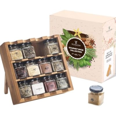 Wooden Spice Rack with 12 Herbs
