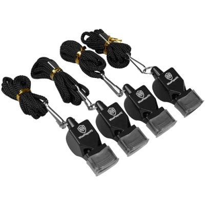 WISEPLAYERFC Football Coach Whistles - 4 Black…