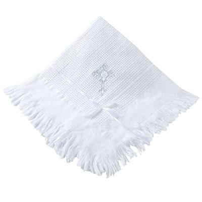 Booulfi Baby Shawl with Silver Cross Embroidery