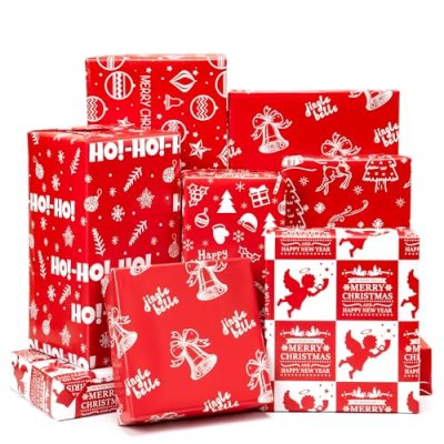 Toptime Christmas Wrapping Paper - 6 Sheets Red…