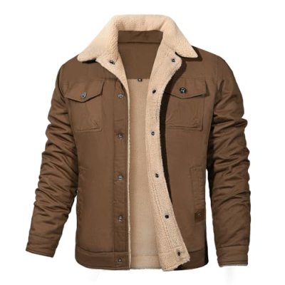 Voqeen Men's Winter Jacket Fleece Lined Lapel…