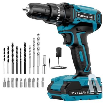 LEEIKOO Cordless Drill Driver with Hammer Set