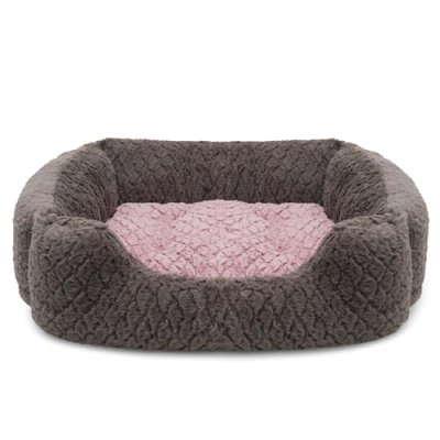 Rosewood Grey & Pink Square Dog Bed, Small