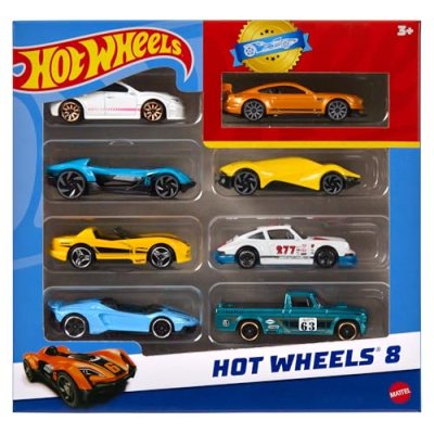 Hot Wheels, Set of 8 Basic Toy Cars & Trucks in 1…
