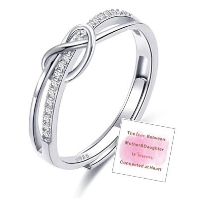 Mother Daughter Love Knot Ring Set