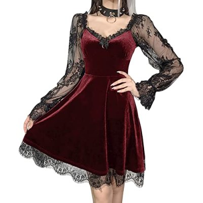 DINGJIUYAN Gothic Lace Dress