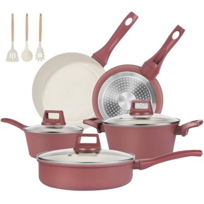 M MELENTA Pots and Pans Sets Non Stick, 11 Pcs…