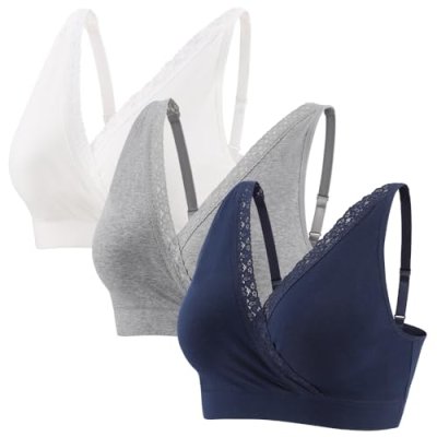 MANCI Cotton Sleep Bra with Lace Trim &…