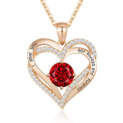 CDE Love Heart Pendant Birthstone Necklace