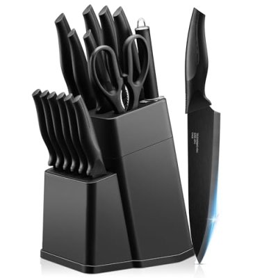 Joyfair Kitchen Knife Set, 15 Pieces Carbon…