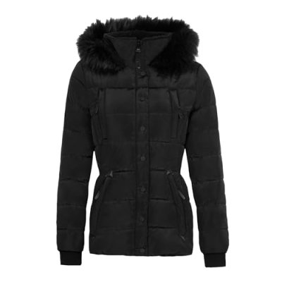 Spindle Womens Hooded Short Fur Trimmed Parka…