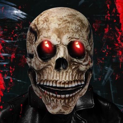 MplehDa Halloween Skull Mask Light up LED in Eyes…