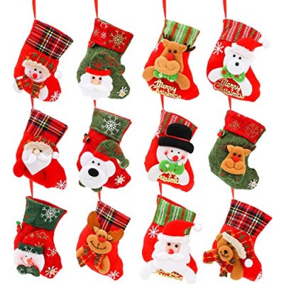 Qpout 12 pcs Mini Christmas Stockings Gift Treat…