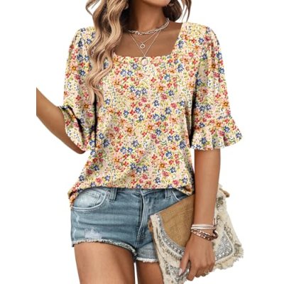 KISSMODA Square Neck Tunic Top
