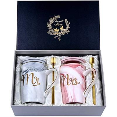 Mr and Mrs Marble Ceramic Mugs Set