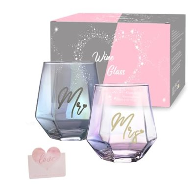 Mr and Mrs Couple Glasses,Wine Glass Mugs Set…
