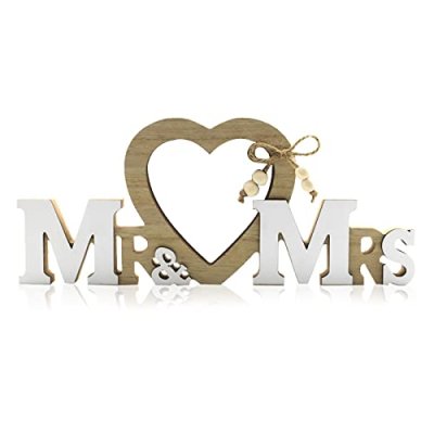 Mr & Mrs Wedding Decorations with Heart Photo…