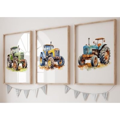 Tractors Poster Prints for Toddler Boy's Room