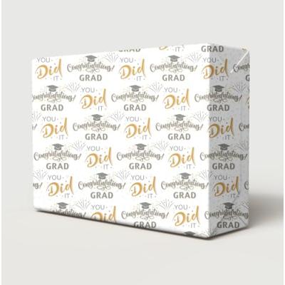 Graduation Wrapping Paper White Black And Gold