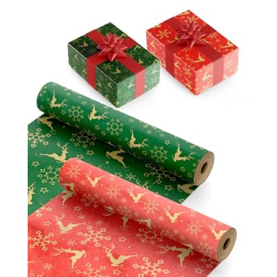 Kraft & Co 2 Pack Christmas Wrapping Paper Roll -…