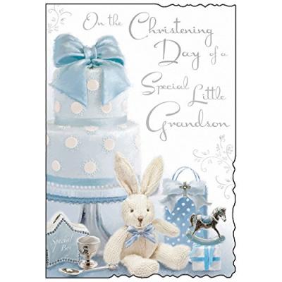 JJ Grandson Christening Day Card