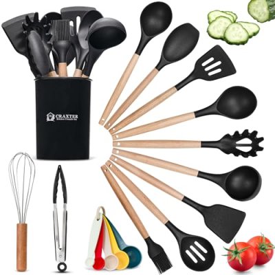 Craxter Kitchen Utensils Set – 17 Pcs Silicone…