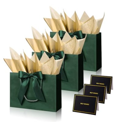 Green Gift Bags with Tissue