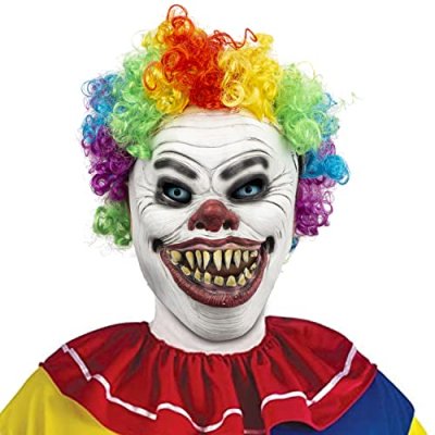 CreepyParty Clown Mask with Colorful Wig…