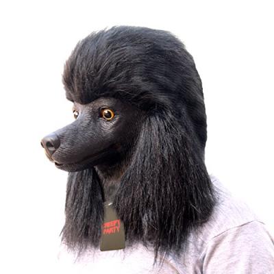 CreepyParty Dog Head Mask - Black Poodle
