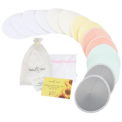 Organic Bamboo Nursing Breast Pads - 14 Washable…