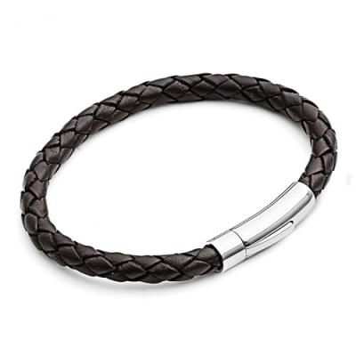 Tribal Steel Men's Leather Bracelet