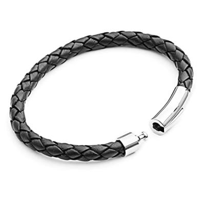Tribal Steel Mens Leather Bracelet