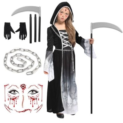 YADODO Grim Reaper Costume Kids Girls 8-10 with…