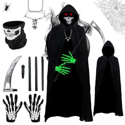 Grim Reaper Costume Kids Boys Adult Men,…