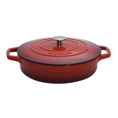 ProCook Red Shallow Oval Cast Iron Casserole Dish…