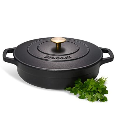 ProCook Black Shallow Oval Cast Iron Casserole…