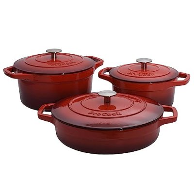 ProCook Enamel Dutch Oven Set with Lids - 3 Piece…