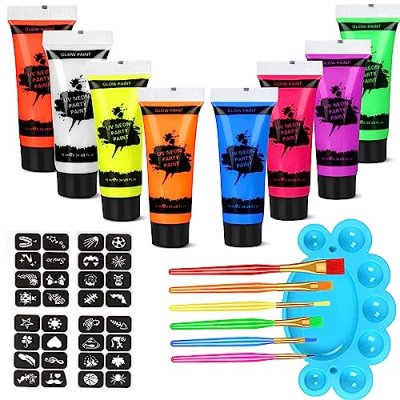 Proamate Neon Face Paint,Glow in Dark Face Body…