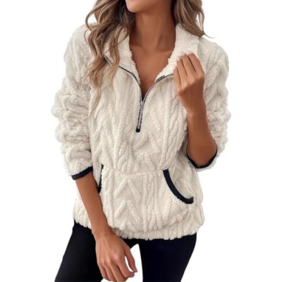 Crsiphee Women's Sherpa Fleece Pullover Half Zip…